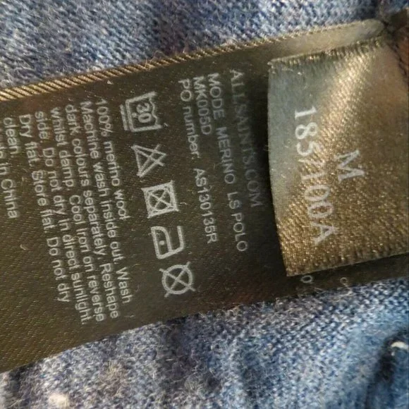 All Saints LS Merino Polo Sweater M - Picture 5 of 5